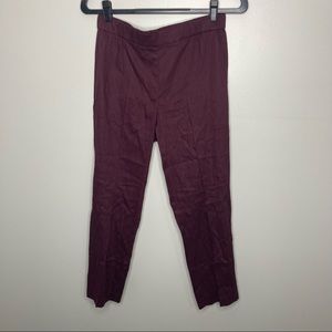NWT J. JILL Linen Blend Pants Elastic Waist Beet Small